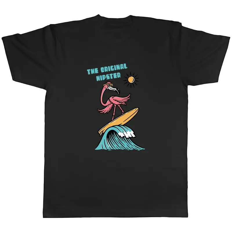 Camiseta divertida con flamenco para hombre, camiseta Original Hipster para Surf, regalo
