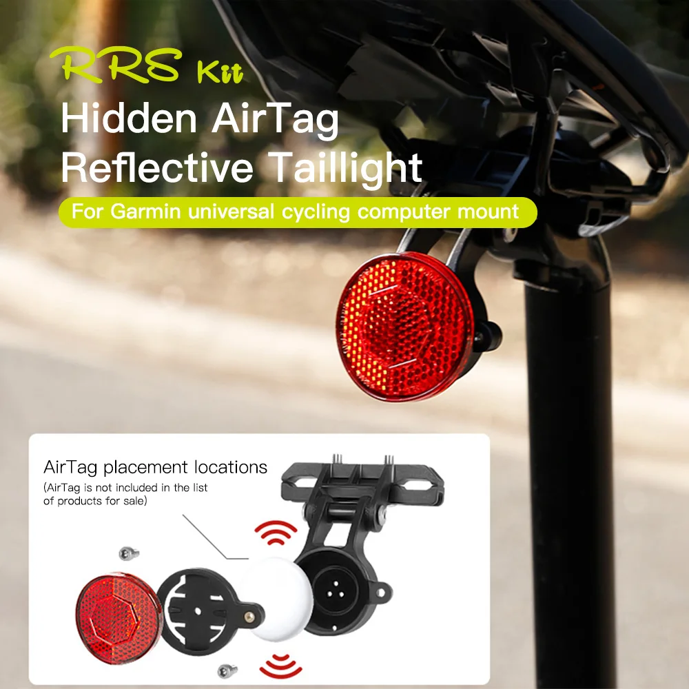 

RRSKIT For Garmin Universal Base Mount Bicycle Hidden AirTag Reflective Tail Light Bracket Tracker Anti-Theft Tail Light Holder