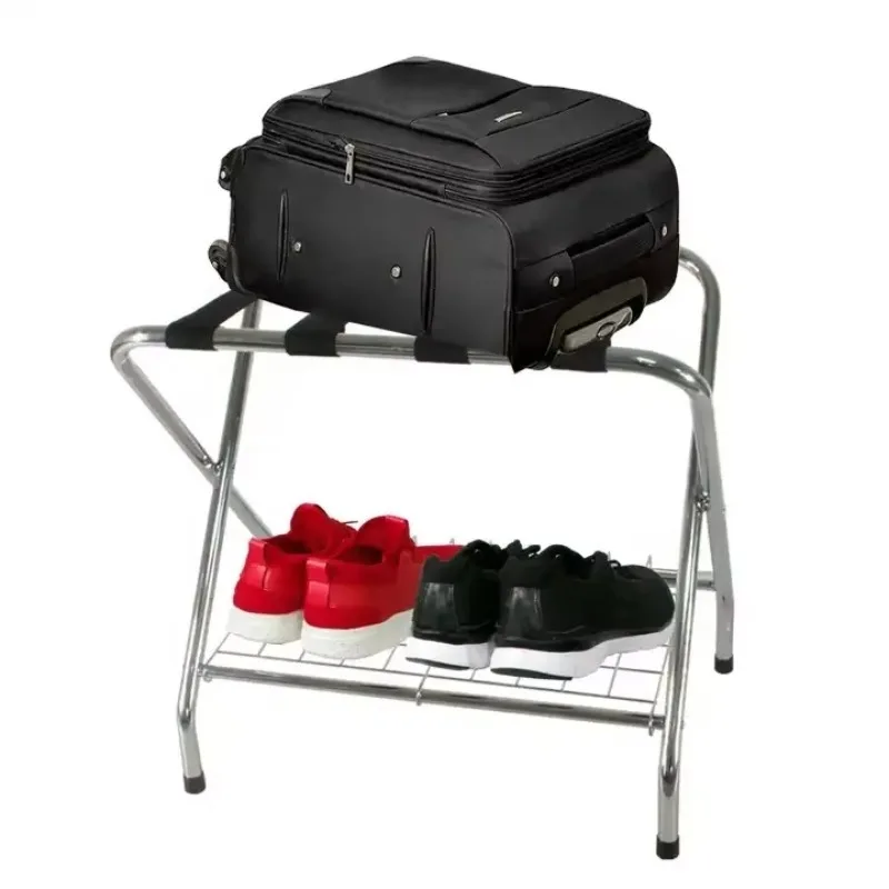 Stainless Steel Folding Luggage Rack for Hotels & Restaurants 50-80kg Capacity 0.8mm Thick LFGB Certified