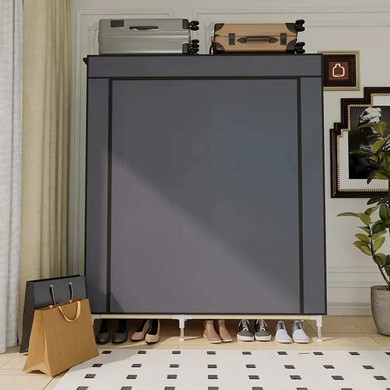 خزانة خزانة محمولة منظم تخزين الرف الملابس الأحذية الملابس الرف إطار معدني مقاوم للغبار غير المنسوجة النسيج دائم