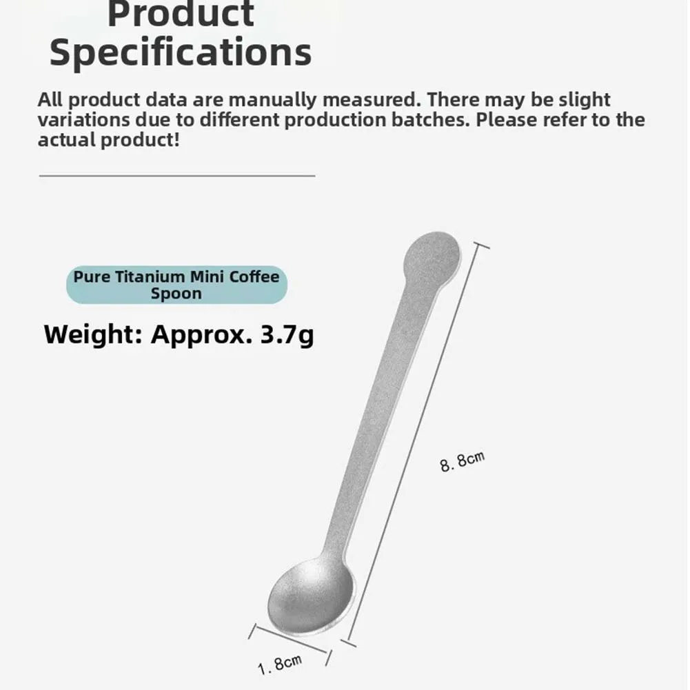 Pure Titanium Spoon For Coffee And Seasoning Lightweight Rust-Resistant/ Utensil For Camping Hiking Kitchen Easy Clean 8.8cm
