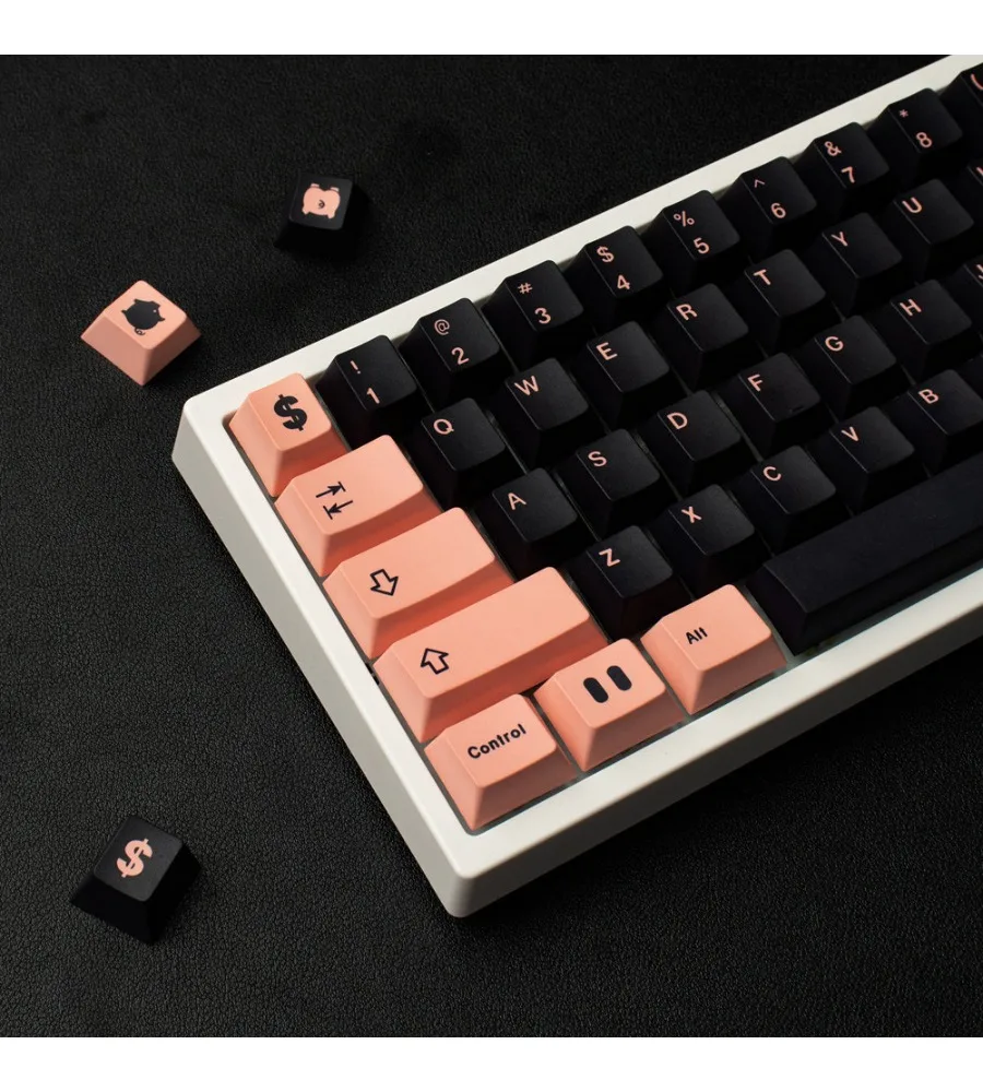 Keycap piggy powder black original height PBT hot sublimation full set 68/10
