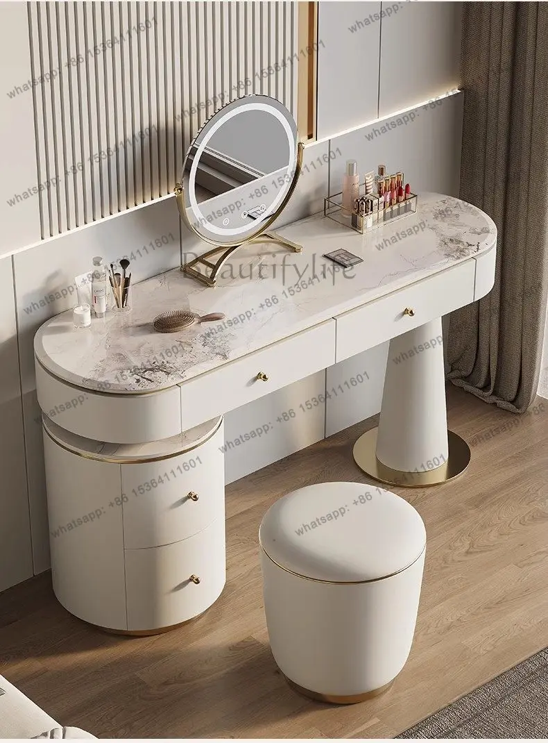 New Italian minimalist rock slab dresser bedroom modern minimalist light luxury solid wood makeup table