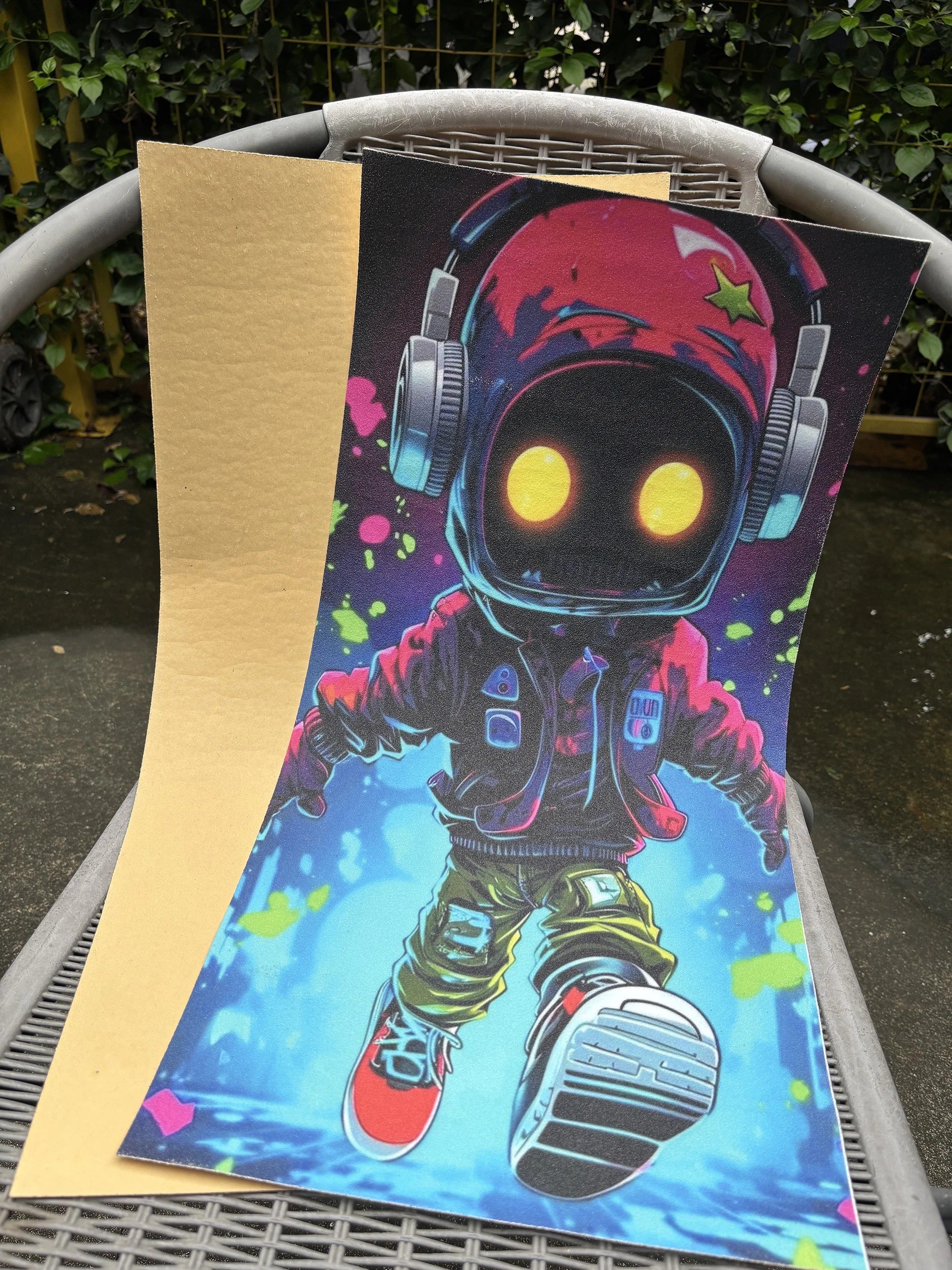 60*30cm Space Astronaut Pattern Electric Scooter Anti-slip Sticker Sandpaper Skateboard Grip Tape Sheet