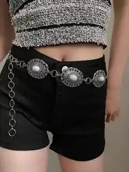 1pcs Women's Korean Version Ins Retro Decorative Metal Thin Waist Belt Chain Unique High-End Ethnic Wind Fashion Belt Suitable f