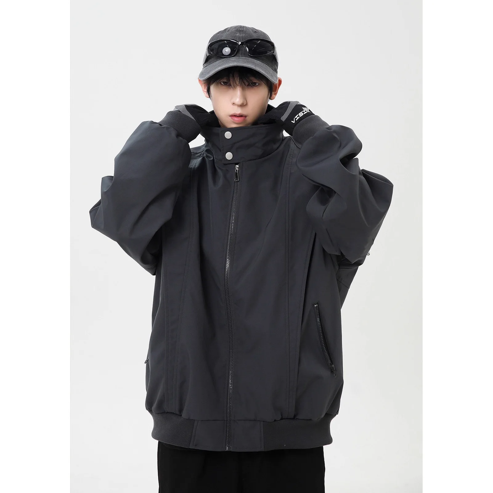 

Американская мужская куртка с воротником-стойкой, весна-осень 2020, деконструкция сращивания ​ ​ красивая свободная куртка с воротником-стойкой