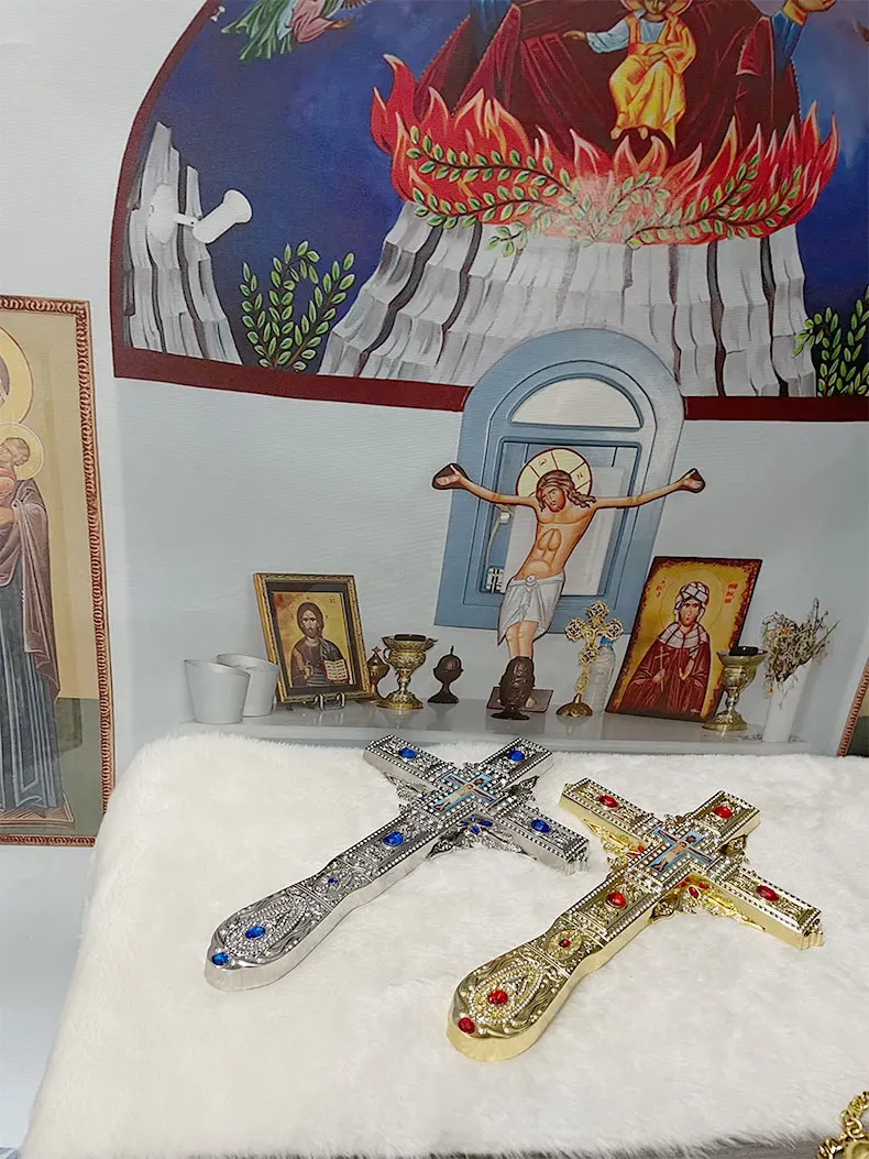HTISOK Orthodoxes Kreuz Christliches Handgehaltenes Gebetskreuz Kirchenbedarf für religiöse Rituale крест православный – Detail 2