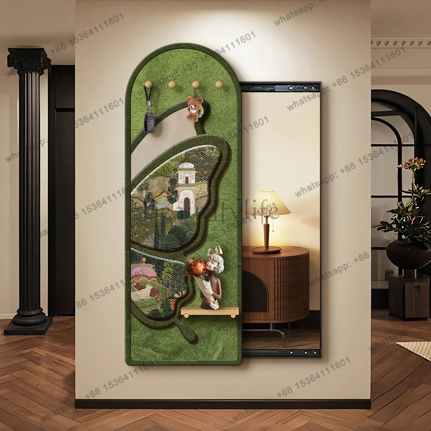 Full-Length Mirror Hidden Body Mirror Invisible Concealed Sliding Mirror Entrance Decorative Painting