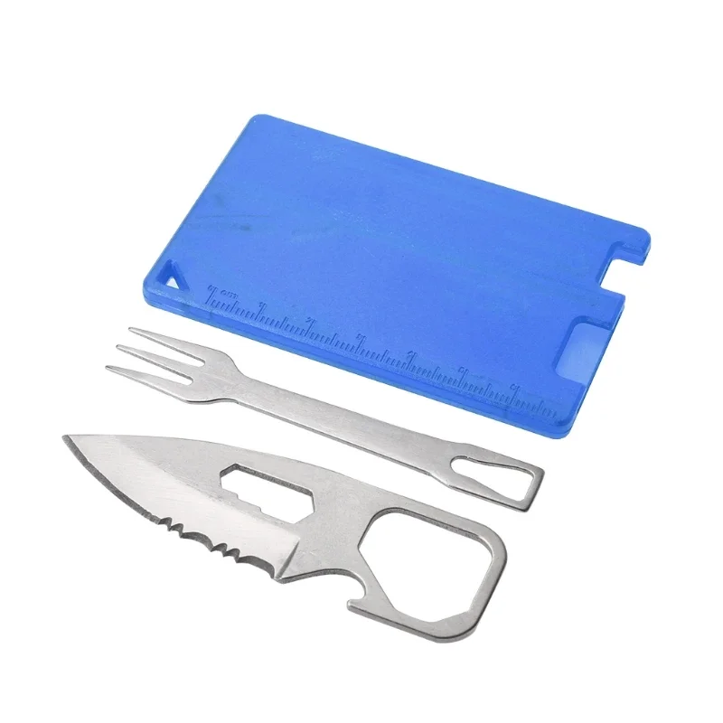 

Portable Barbecue Fork Safety First Aid Outdoor Multifunctional Tools Card Kit Camping Survival Equipment