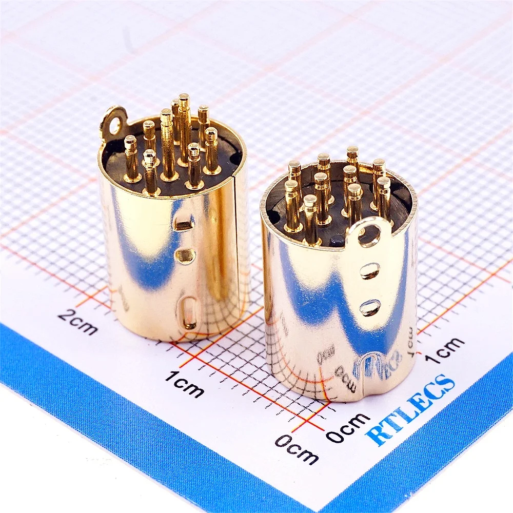 2 10 50 200 Pcs Mini Din Plug 9 10 PIN Circular Connector Male PCB Solder Through Holes Machined Terminals Gold Plated