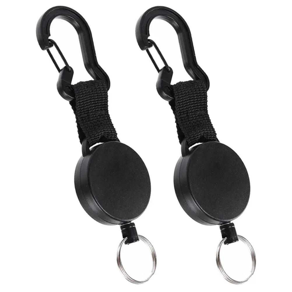 2Pcs Anti-Lost Keychain Heavy Duty Retractable High Elastic Keyring for Outdoor Climbing Sports Camping Key Chain Retractable