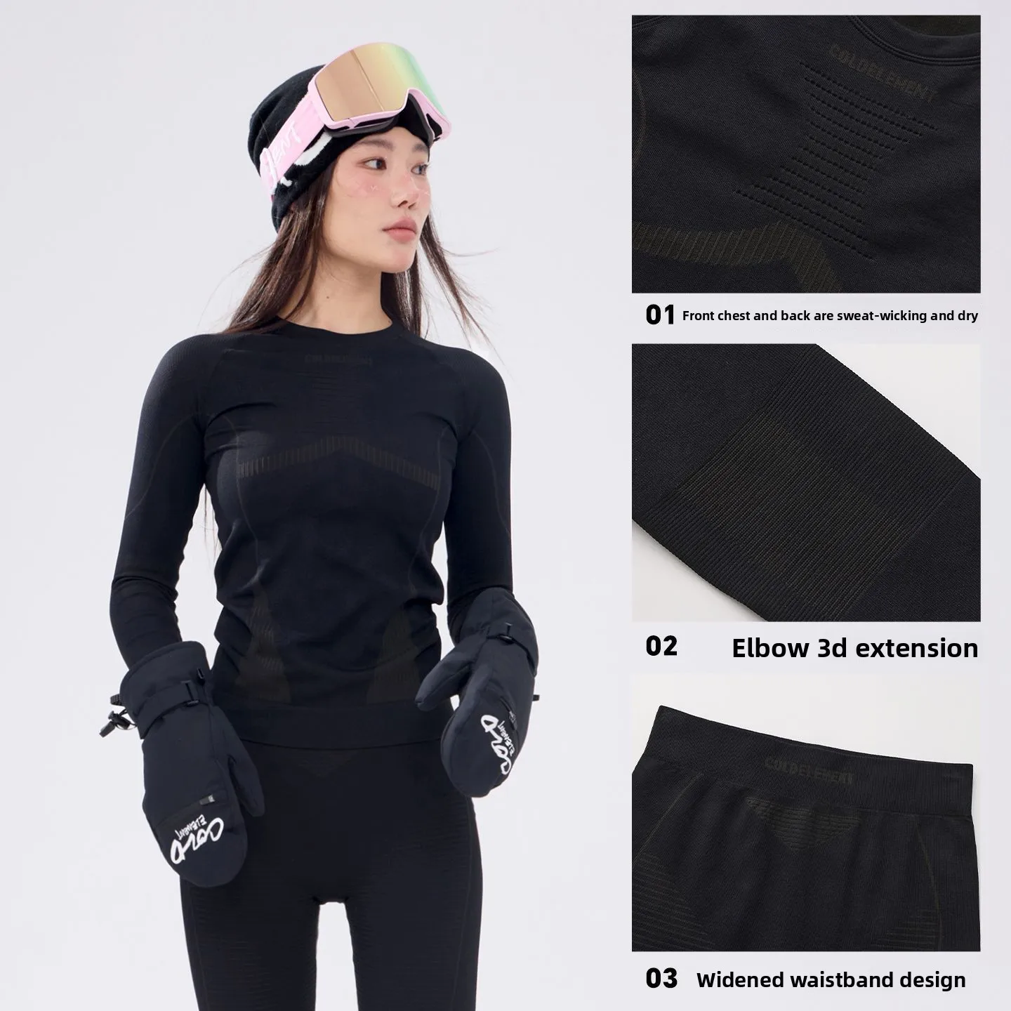 Genuine Professional Ski Thickened Quick-drying Clothes, Sports Warm Breathable Compression Functional Clothes Set