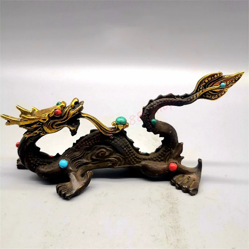 

Pure copper dragon pen holder, Zhaocai tonglong home feng shui desk decoration craft gift ornaments