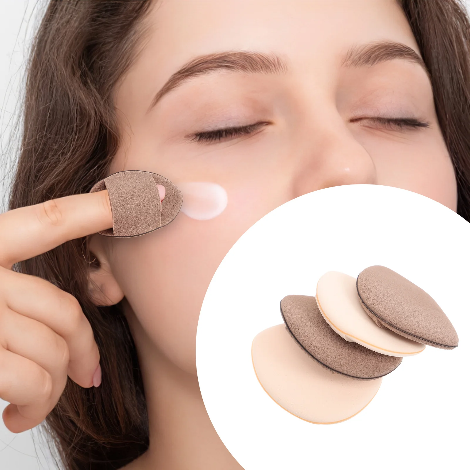

4Pcs Mini Powder Finger Strap Design Makeup Puff for Foundation Concealer Travel Use Triangle Powder Puff