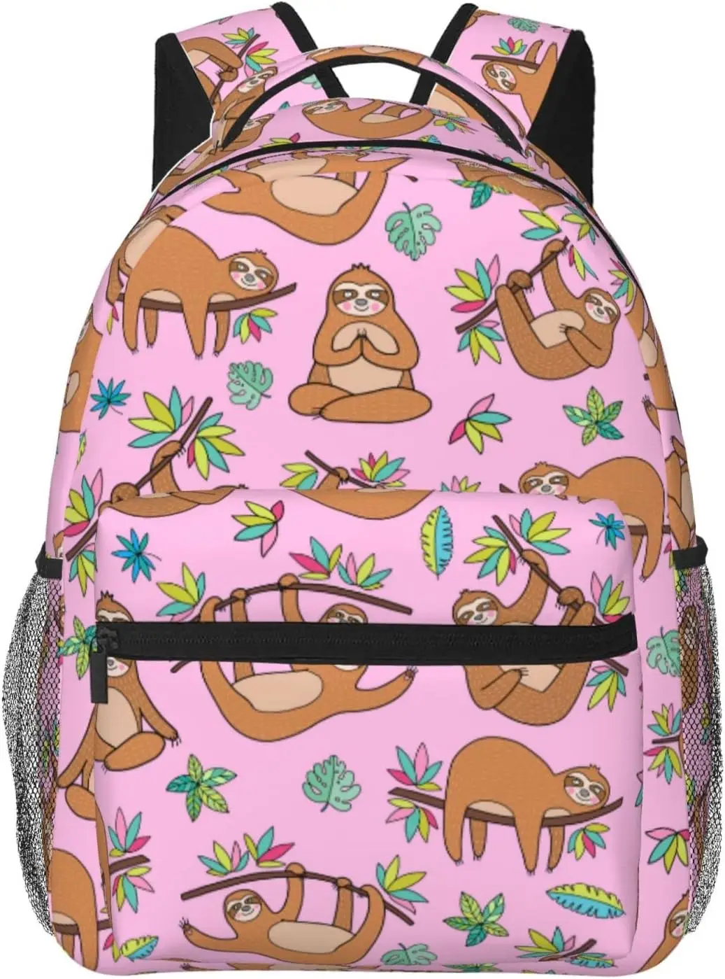 Lovely Sloth Pink Background Lightweight Laptop Backpack for Women Men College Bookbag Casual Daypack Travel Bag