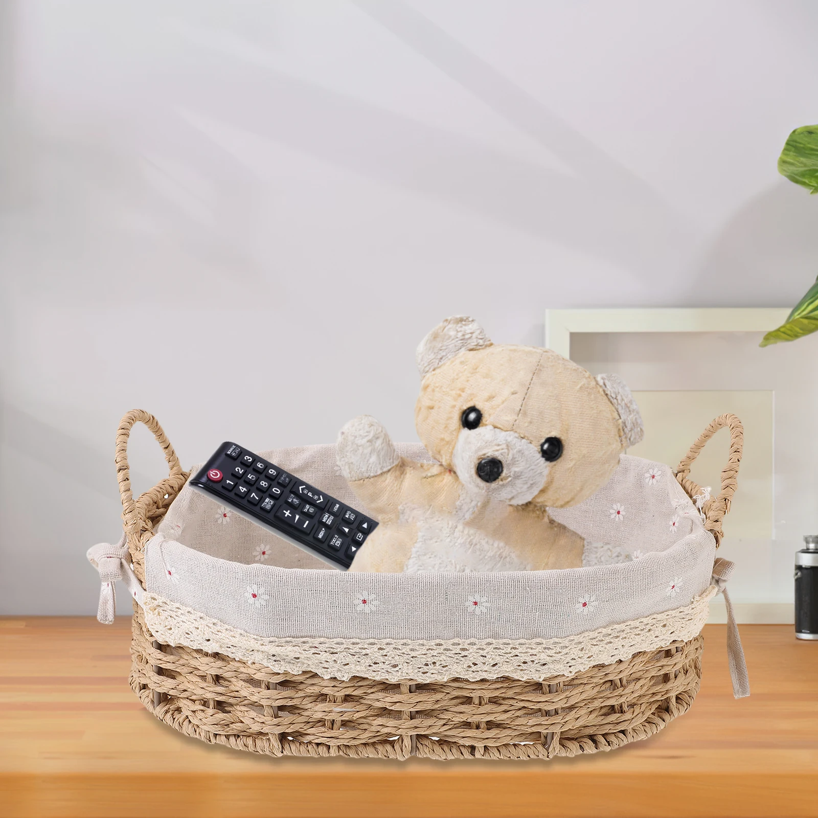 

1Set Desktop Woven Basket Liner Storage Container Organizer Household Items Tidy Woven Basket with Liner Sundries Holder