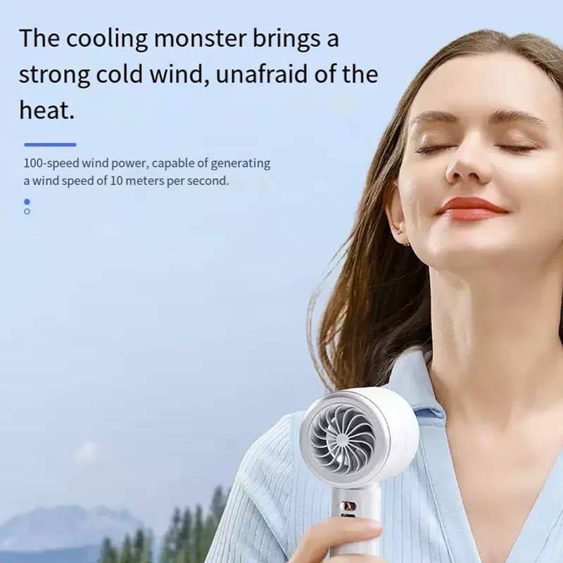 USB Rechargeable Handheld Portable Fan High Wind Speed 100 Levels Adjustable Lightweight Suitable for Travel and Outdoor Use