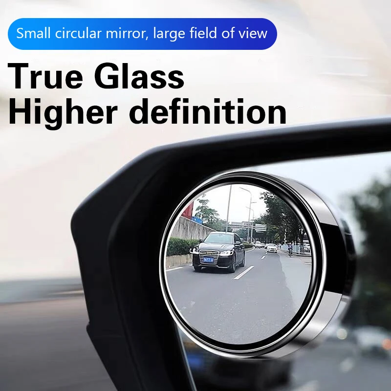 Car Small Round Mirrors Blind Spot Rear View Mirror Auxiliary Reversing Parking Convex Mirror 360 Degree Adjustable