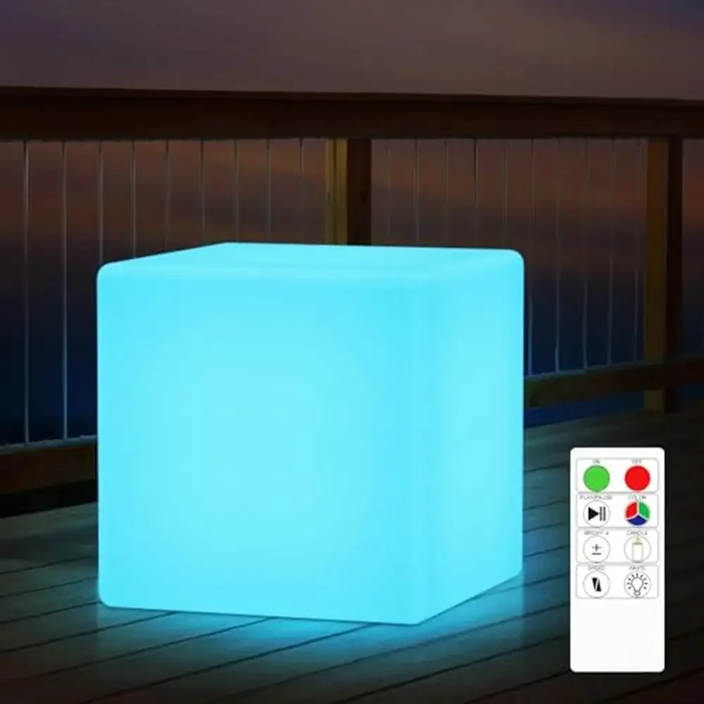 LED Cube Chair Light Seat Stool Side Table Solar USB RGB IP44 Waterproof Indoor Outdoor Patio Garden Decoration Night Light Seat