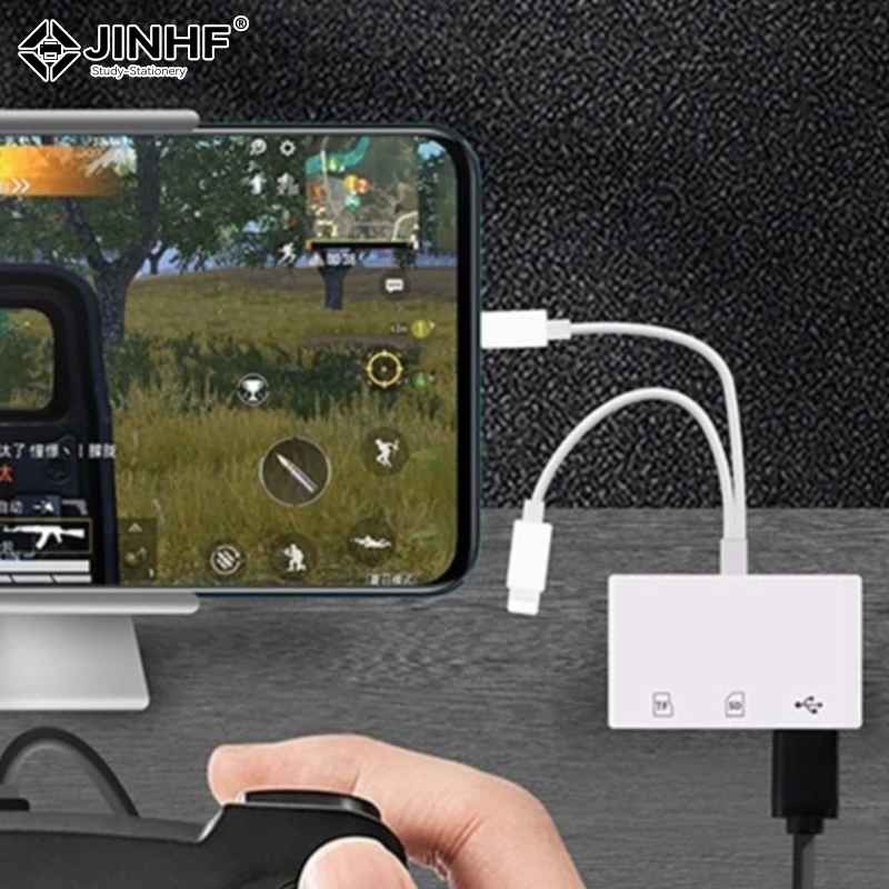1 قطعة 2 في 1 قارئ بطاقات OTG للكمبيوتر المحمول نوع C إلى SD TF محول بطاقة الذاكرة ForiPhone قارئ البطاقات الذكية المتعددة لا يتطلب التطبيق