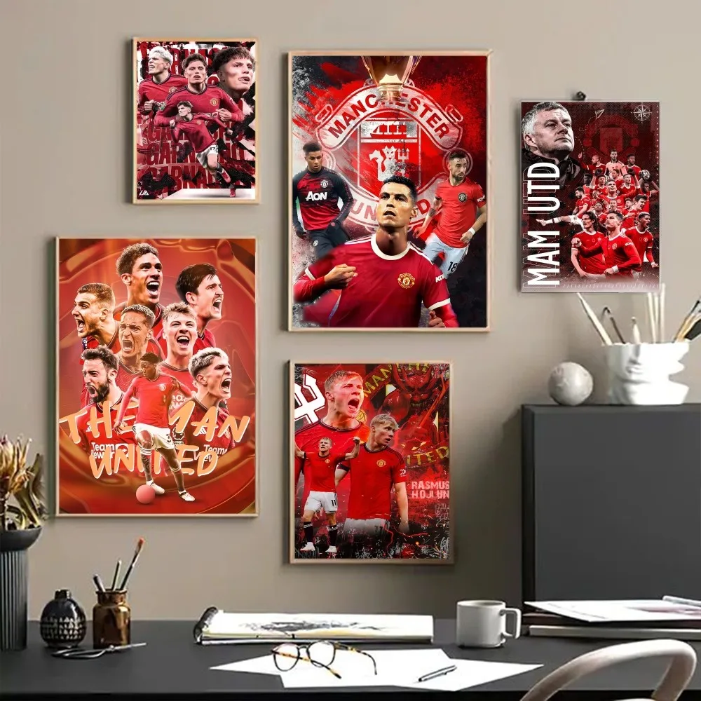 M-Manchester U-United F ملصقات الأفلام الكلاسيكية ، ملصق ورقة بيضاء ، غرفة تصنعها بنفسك ، بار ، مقهى ، فن جمالي ، لوحة جدارية