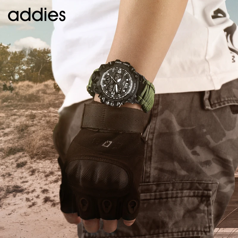 ADDIES Outdoor Survival Watch Multifunctional Waterproof Military Tactical Paracord Watch Bracelet Camping Hiking Emergency Gear