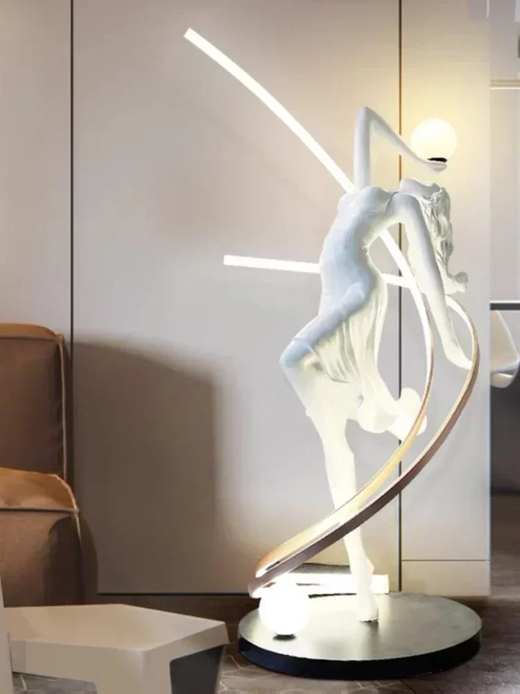 Goddess Sculptured Ornaments Dance Girl Floor Lamp Living Room Stair Entrance Hotel Lobby Model Room Art Decorations