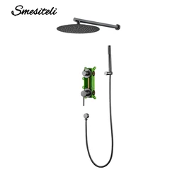 Gunmetal Shower Faucet Recessed Control valve Wall Mounted 2Ways Bathroom Tap Hot & Cold Shower Mixer Concealed Shower Body