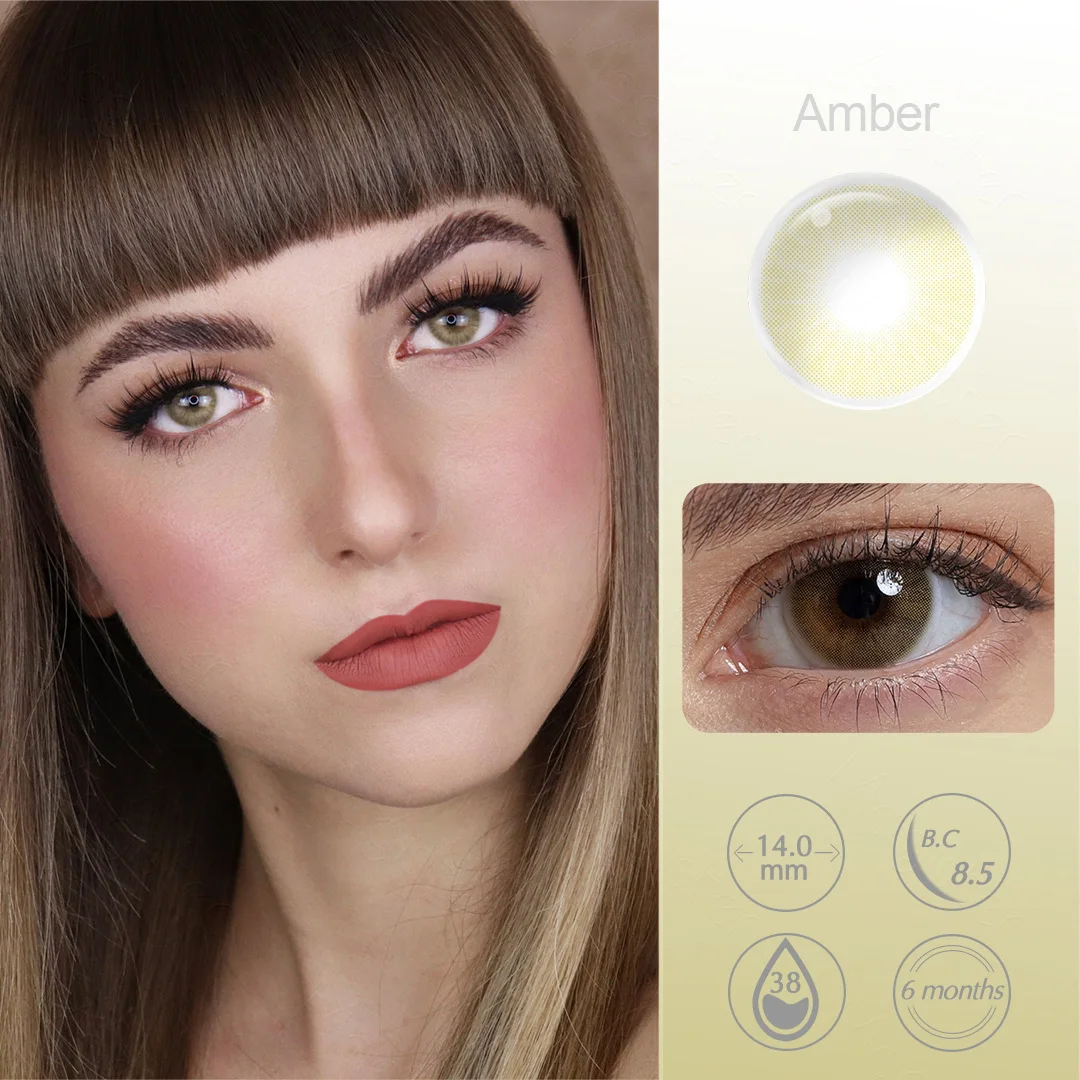 （0~-8.00） Colored Lenses With Diopter Colored Contacts Lenses For Vision Natural Eye Color Lens Correction Prescription Lenses