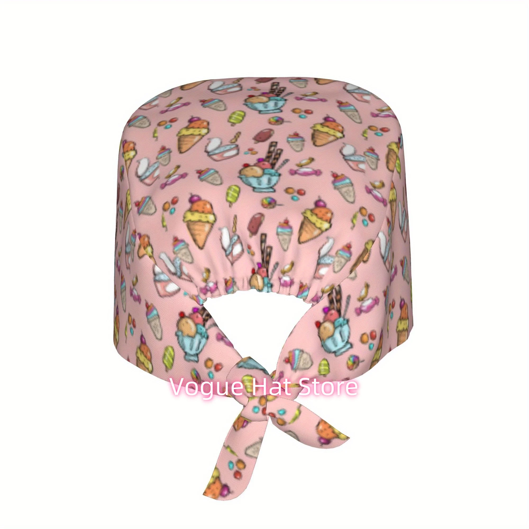1pc Western Food Unisex Stylish Printed Work Cap - Lightweight Adjustable Skull Cap Tie-Back Nurse Hat, Dustproof Chef & Cooking
