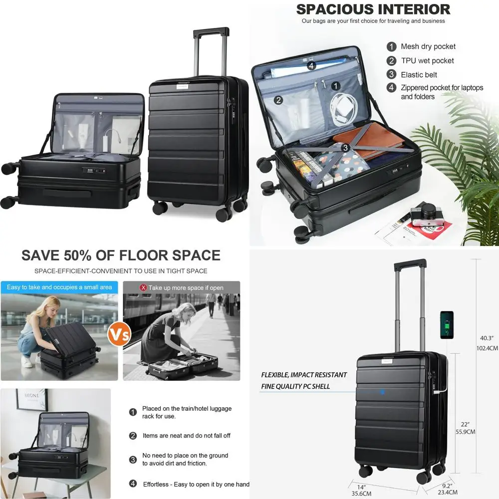 

Expandable Top Loading Hard Shell Suitcase with Spinner Wheels, Large Capacity, Built-in TSA Lock, Durability for Travel