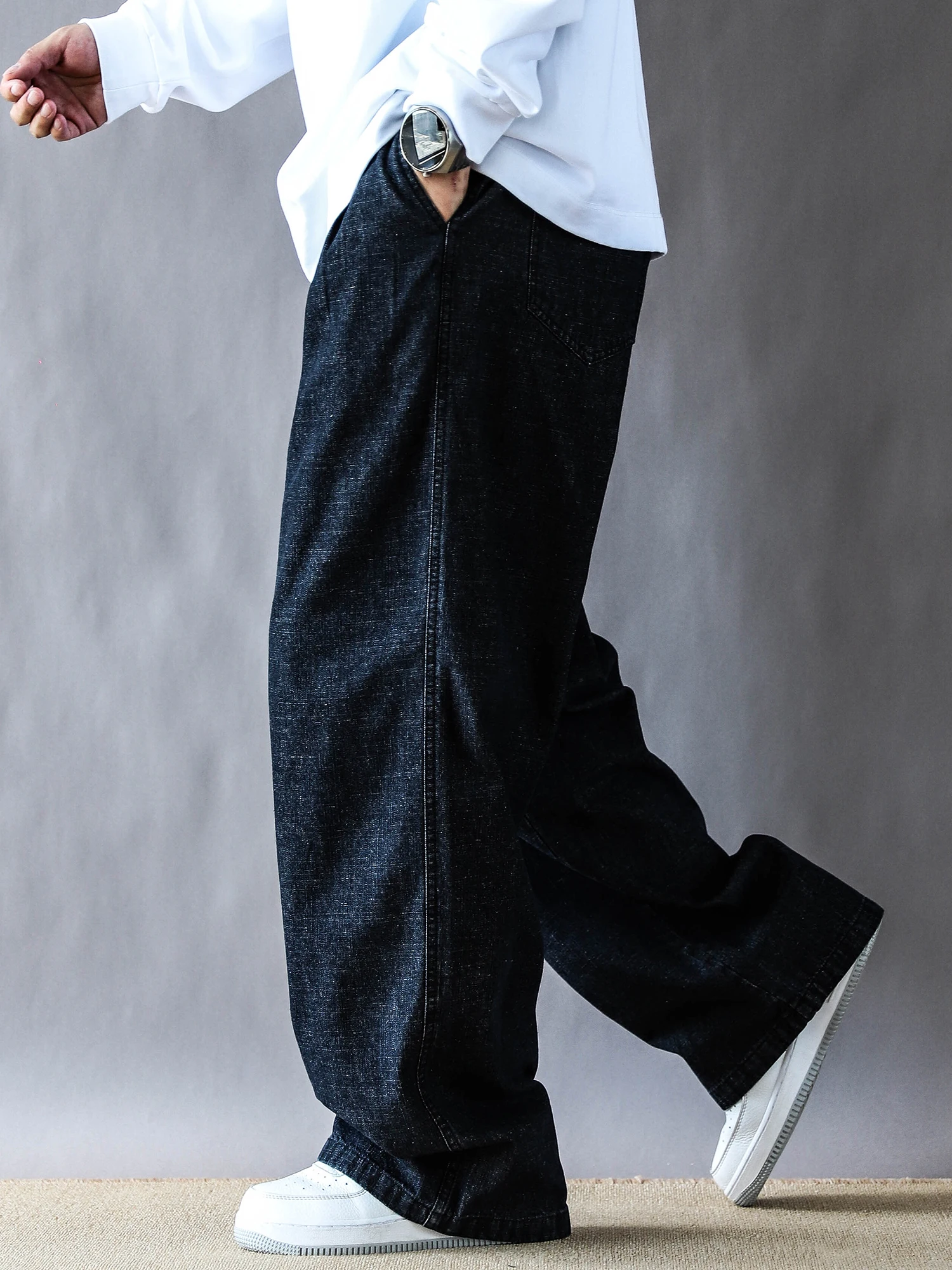 

Мужские свободные повседневные джинсы прямого кроя, весна-осень, черные, винтажные, ретро, японский бренд, новая модель 2025 года