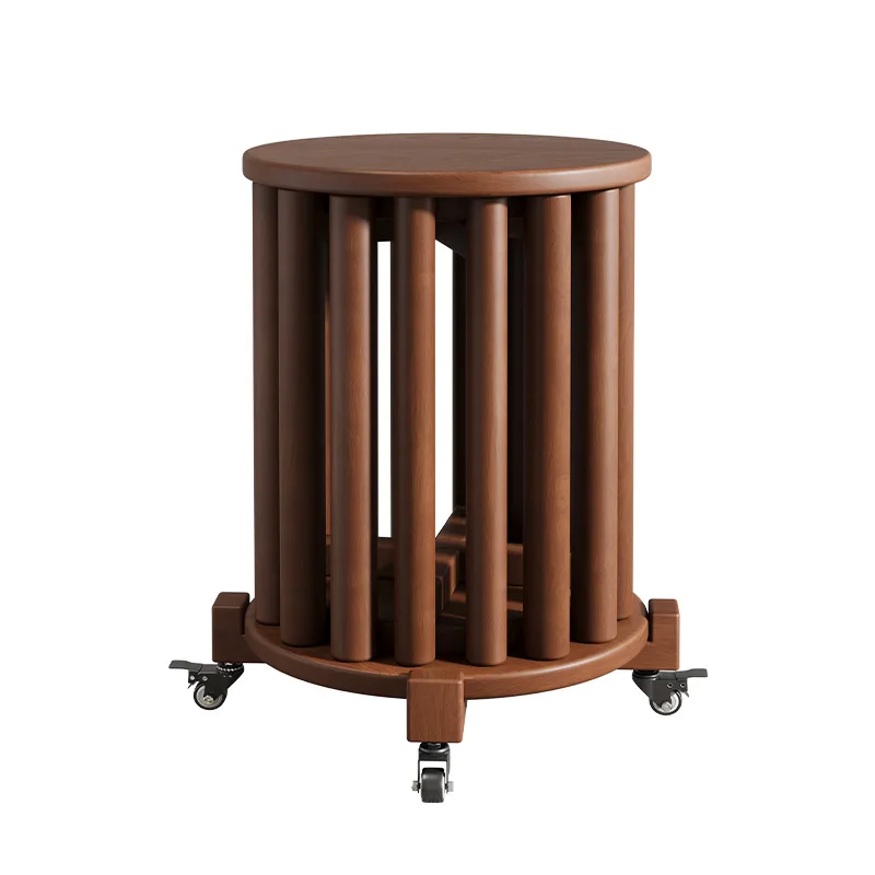 Solid wood stool can be stacked round stool household stacked music hospitality spare dining table bench medium antique
