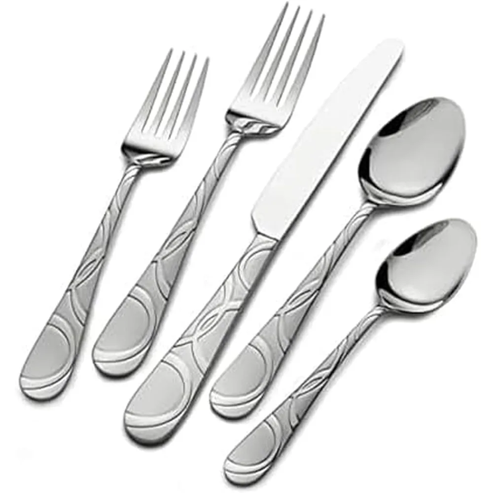 

Stainless Steel 53-Piece Flatware Set with Serving Utensils and Steak Knives for 8