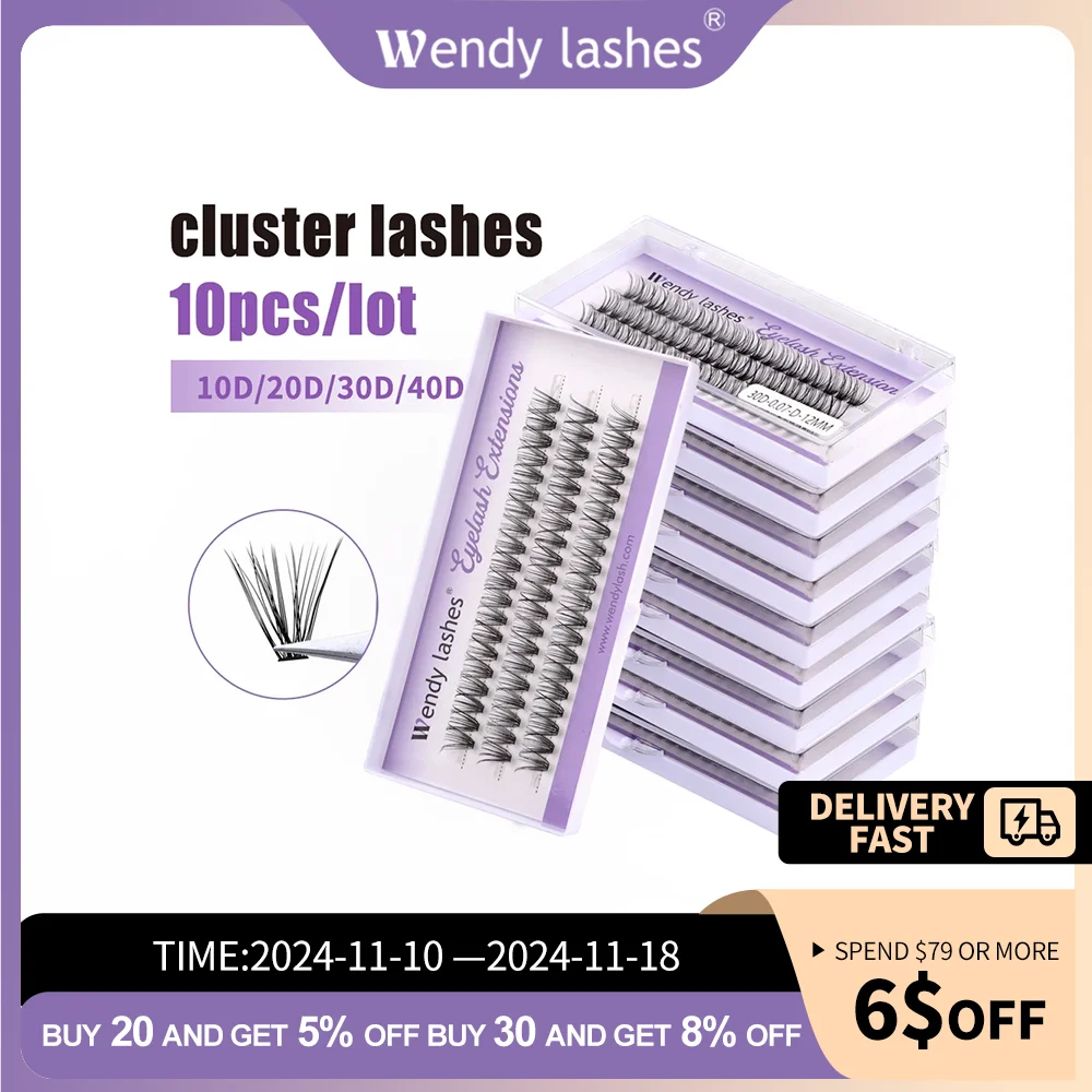 Wendy Lashes 5pcs/Lot Cluster lashes 3 Rows 30D/40D Bundles Natural Style Individual Eyelashes Handmade Supplier