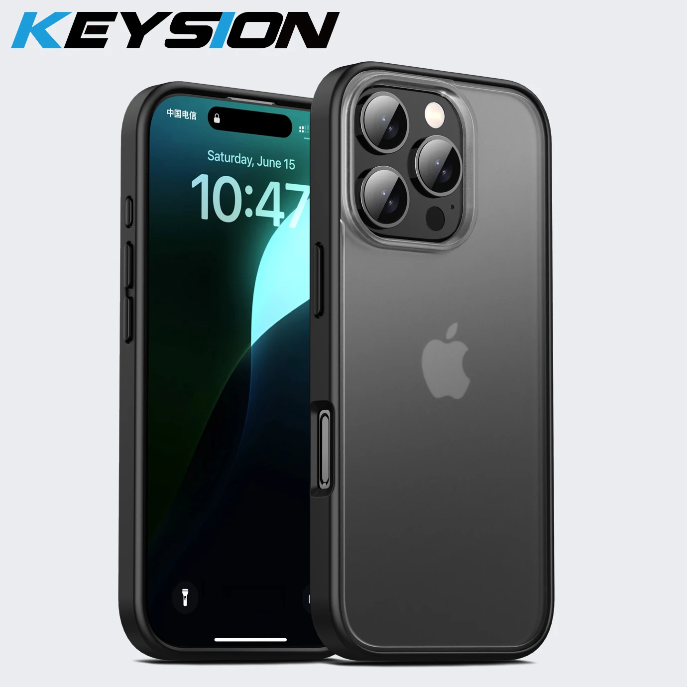 KEYSION Transparent Matte Case for iPhone 16 Pro Max Translucent Silicone+PC Shockproof Phone Back Cover for iPhone 15 Pro Max