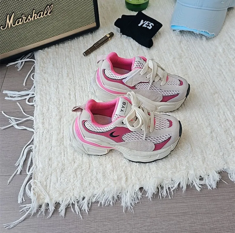 

children's sports shoes boys' genuine leather comfortable retro running shoes autumn new style girls' fashionable training shoes
