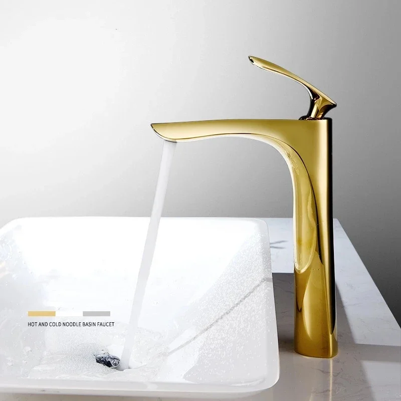 

Bathroom Basin Faucets Gold Sink Mixer Hot & Cold Single Handle Deck Mounted Lavatory Crane Water Tap Rose Gold/Black