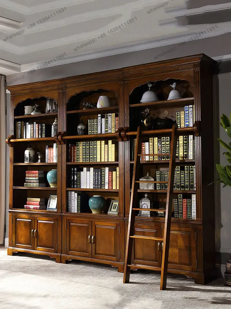 FG40American solid wood bookcase European storage locker retro rural floor