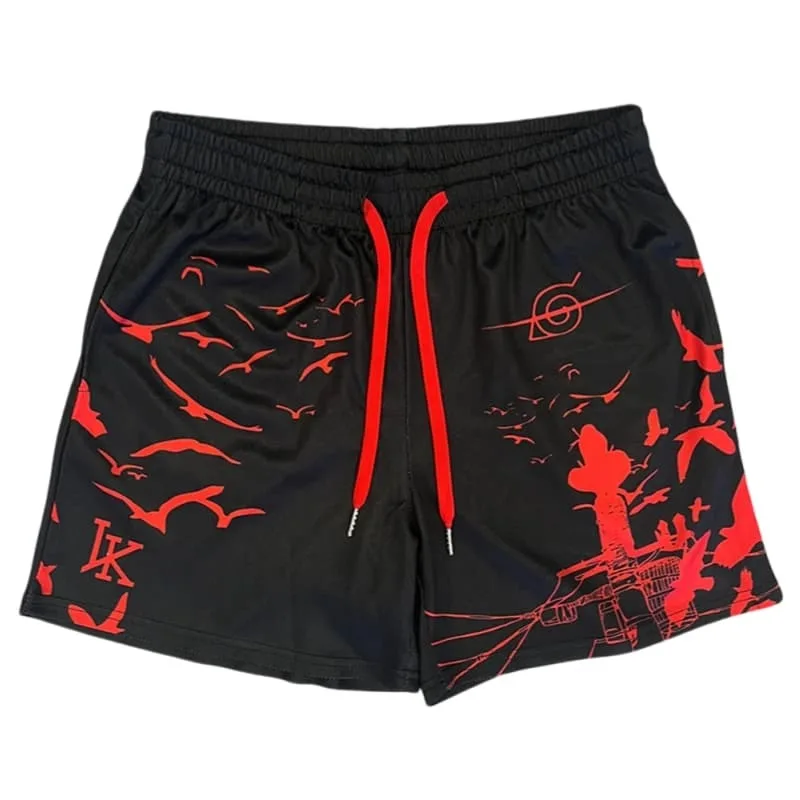 2026 New Naruto Uchiha Itachi Crow Rogue Ninja Print Shorts Unisex Casual Beach Shorts Quick-Drying Swim Trunks Family Matching