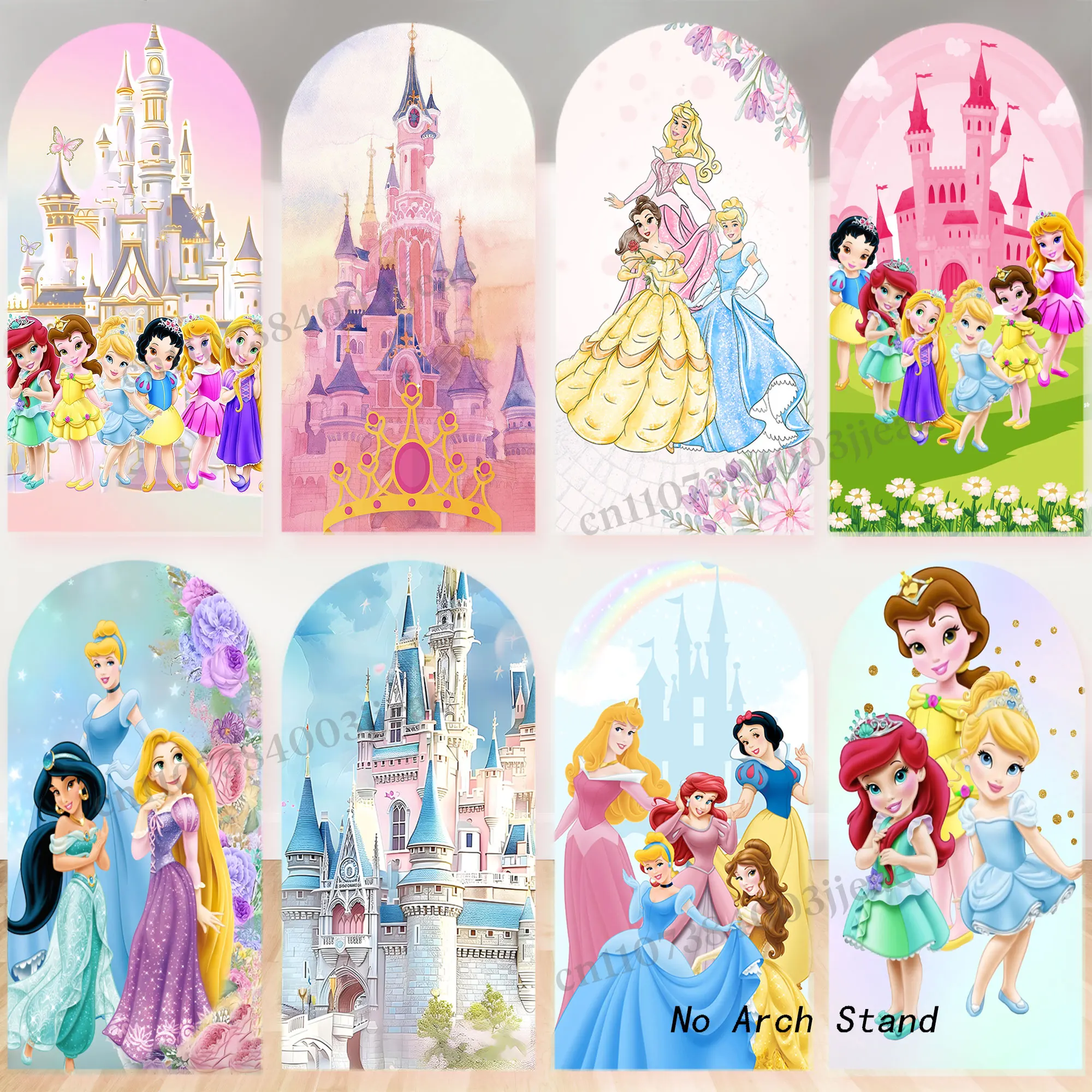 

Princess Family Photo Arch Background Girls Party Tiana Sofia Cinderella Backdrop 1st Birthday Baby Shower Decor Backdrop Supply