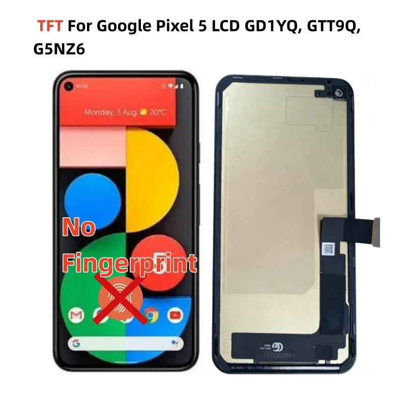 Nowy wyświetlacz TFT LCD do Google Pixel 5 GD1YQ GTT9Q G5NZ6, ekran dotykowy, digitizer, moduł zamienny, bez czytnika linii papilarnych. — zdjęcie produktu 6