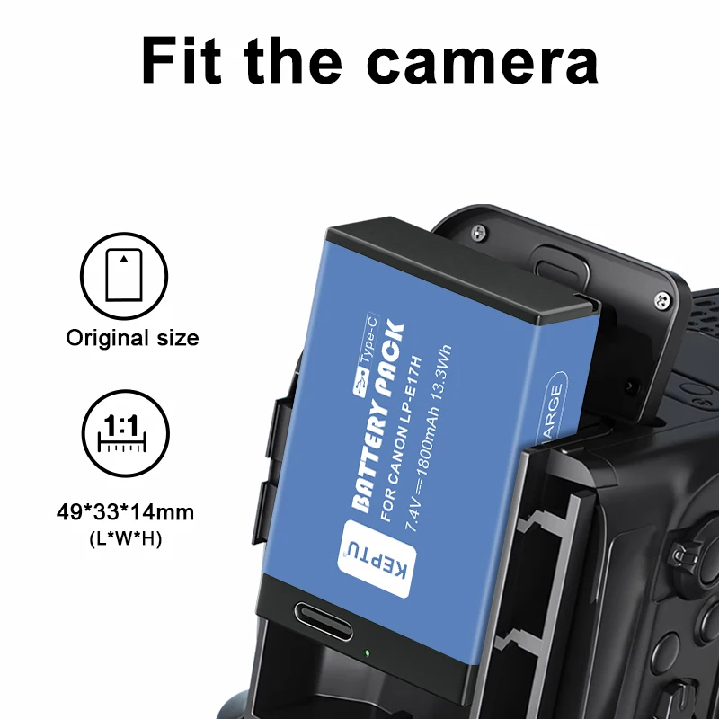 بطارية KEPTU LP-E17 مع مدخل من النوع C متوافقة مع Canon EOS SL2 SL3 750D 760D 77D 800D 8000D 200D Rebel T6i T6s T7i Kiss