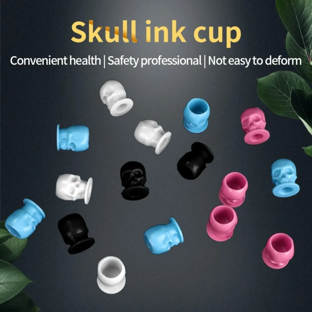 50 Stuks Plastic Tattoo Inkt Cups Nieuw Met Basis Wegwerp Pigment Clear Houder Effen Kleur Schedel Container Cap Permanente Make-Up