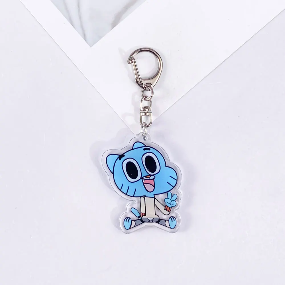 أنيمي عالم غامبول المذهل مضحك لطيف المفاتيح الاكسسوارات الاكريليك حقيبة سحرية على ظهره قلادة حلقة رئيسية هدايا لمحبي