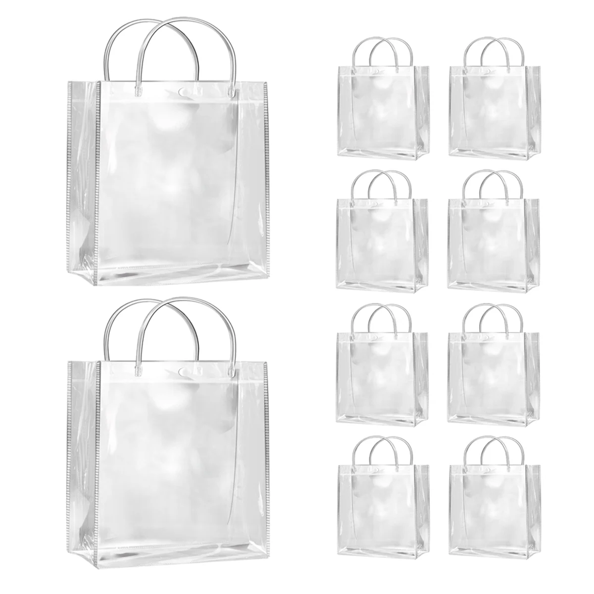 10Pcs Transparent Gift Bags with Handles Waterproof PVC Shopping Bags for Jewelry Candy Perfume Christmas Gift Wedding