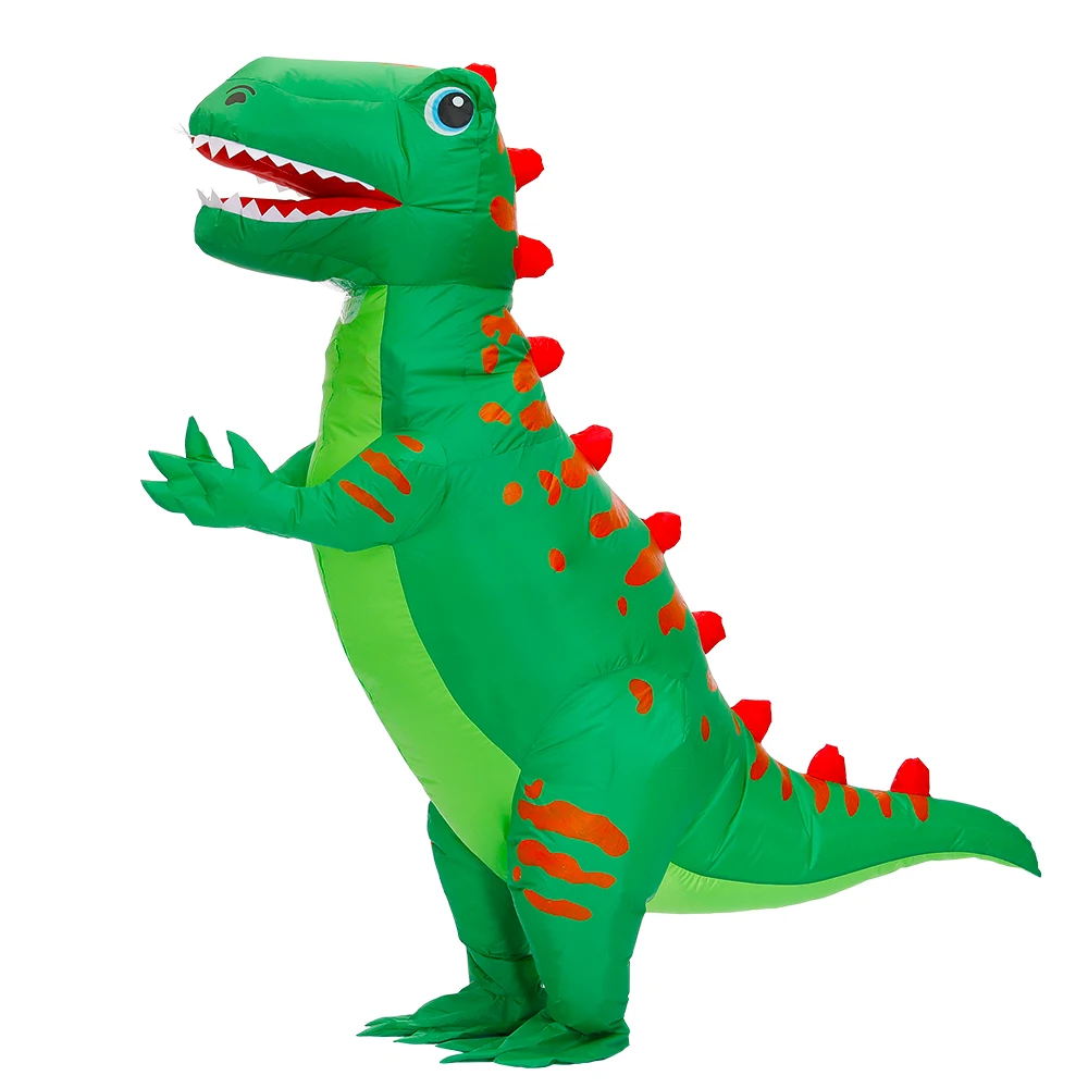 Disfraz de dinosaurio inflable t-rex azul para adultos, traje de Cosplay de dibujos animados de Anime, mascota divertida, fiesta de Halloween y