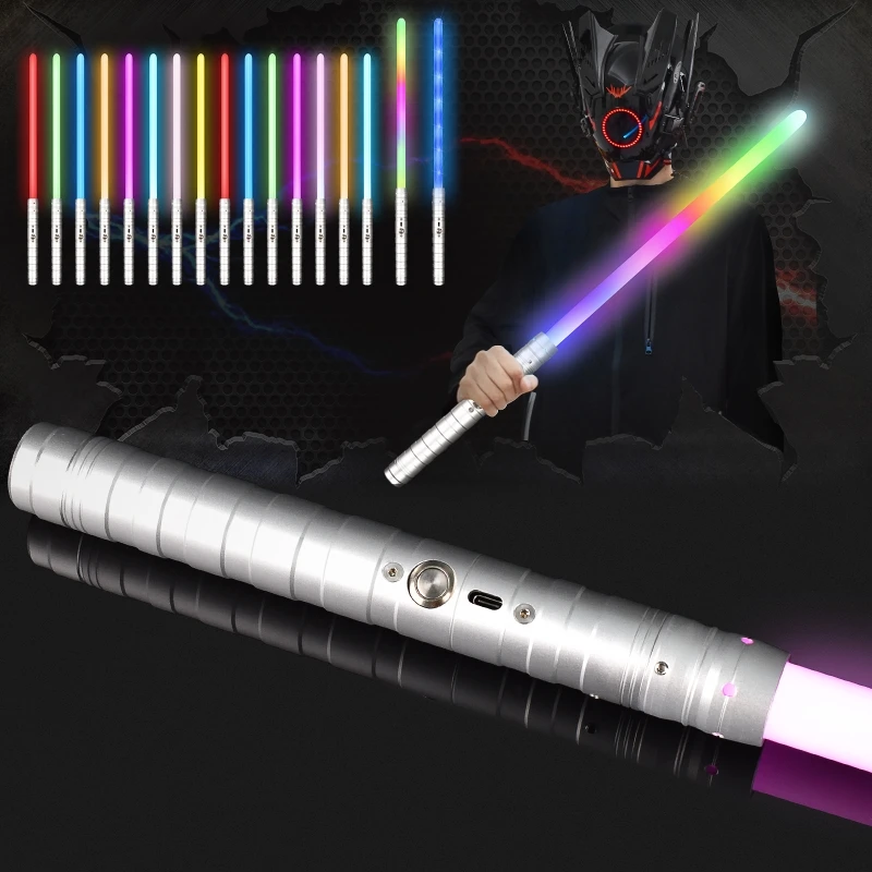 

REikirc RGB Metal Lightsaber Laser Sword Toys 2 In 1 Rechargeable Light Saber 7 or 15 Color Switchable Sound Laser Sword Gift