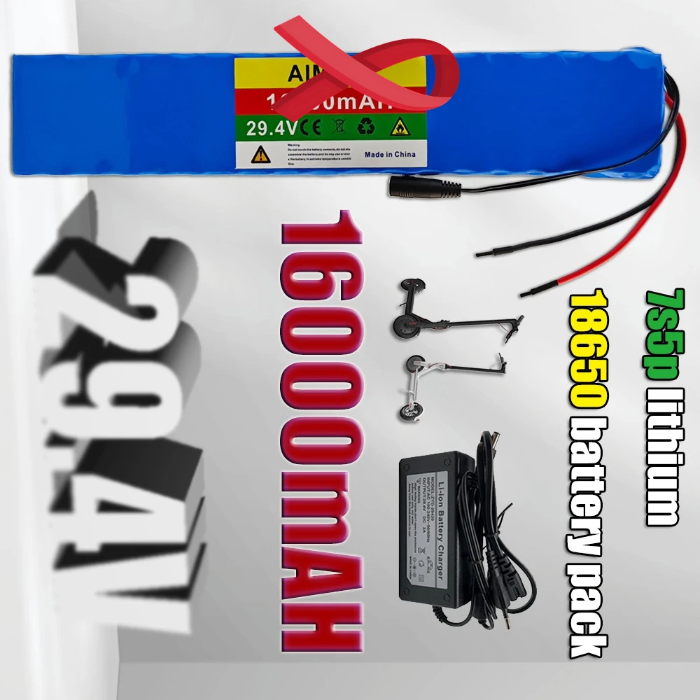 

Lithium Battery 7S5P 18650 24V 16AH 15A BMS 500W 29.4V Suitable For Electric Vehicles + 2A Charger