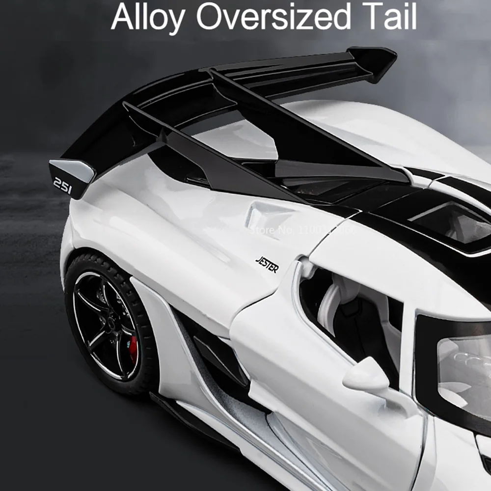 1/22 Scale Jesko Metal Toys Car Diecast Models Wheel Pull Back Vehicles 4 Doors Can Opened Sports Cars Kids Children's Day Gifts